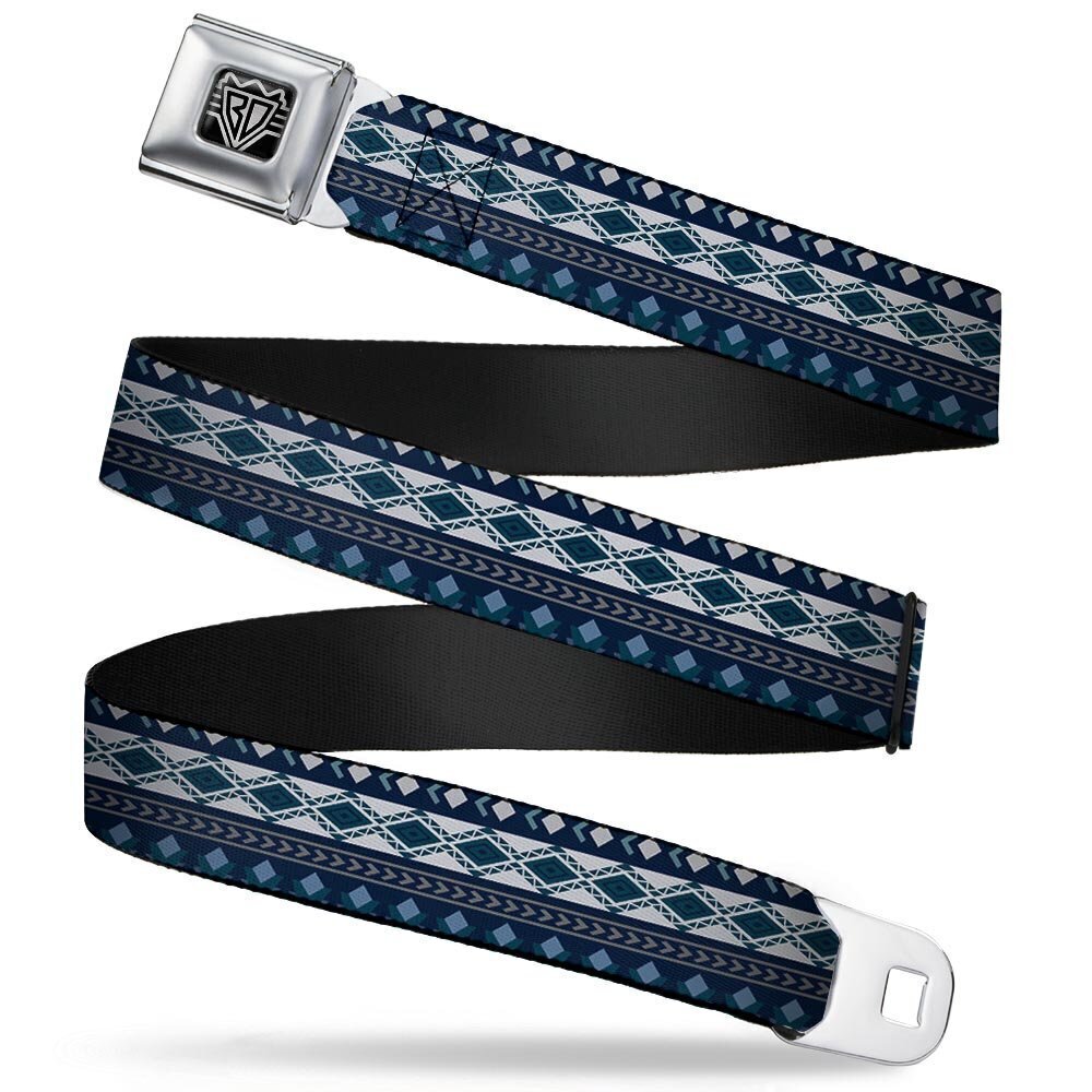 9769 Seatbelt Belt - Aztec4 Blues/White/Gray - 1.5" Wide - 24-38 Inches in